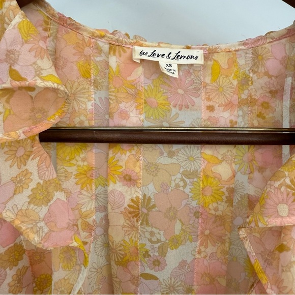 For Love and Lemons Melanie Blouse Floral size XS Oversized Flowy - Picture 7 of 12